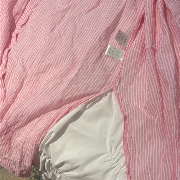 🌴 Lilly Pulitzer Natalie Maxi cover Up Pink and White Stripe XL Flowy & Light - Picture 7 of 10
